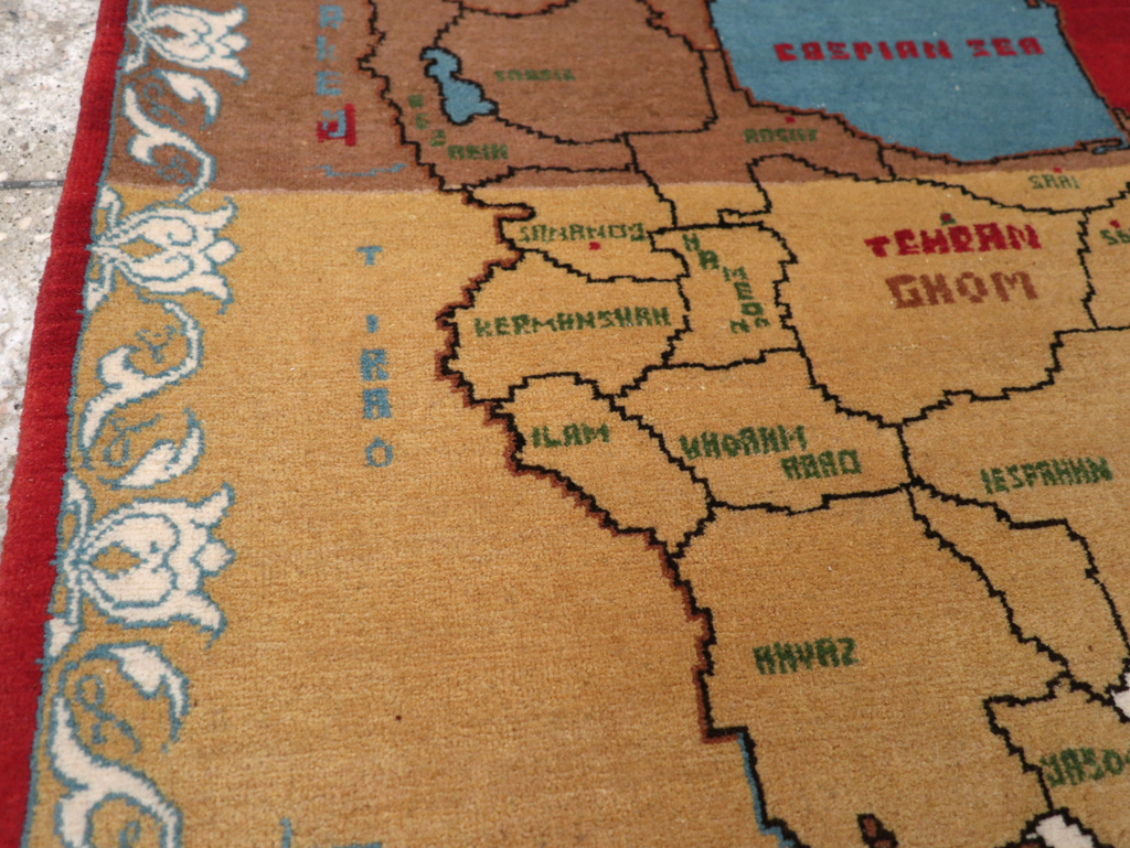 Vintage Persian Tabriz Pictorial Map Rug, No.31466 - Gss