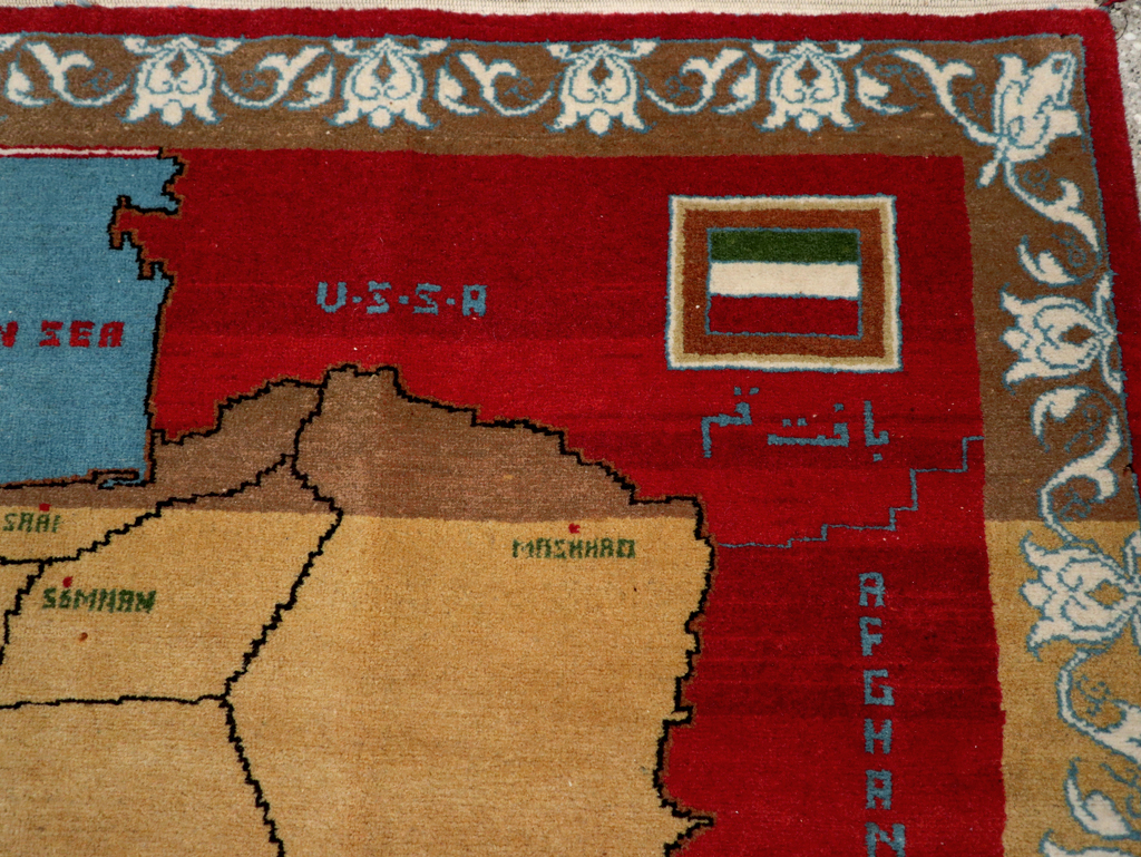 Vintage Persian Tabriz Pictorial Map Rug, No.31466 - Gss