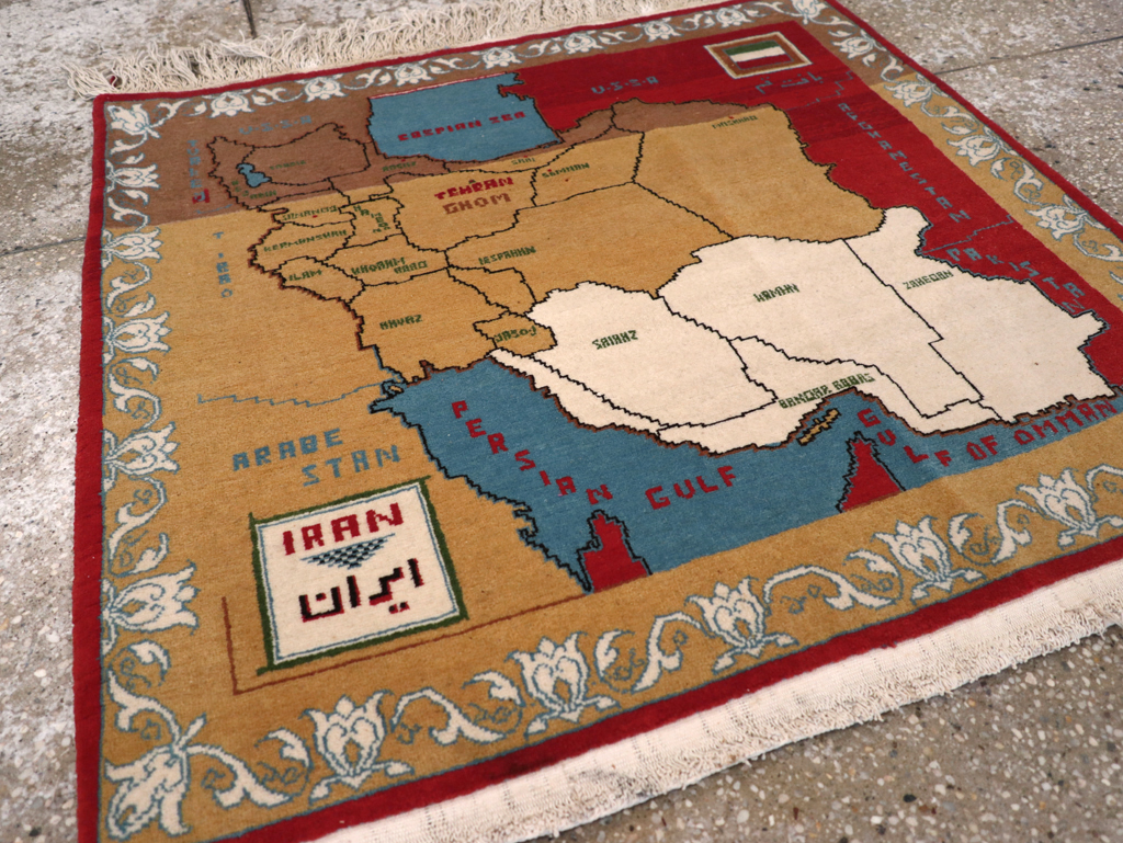 Vintage Persian Tabriz Pictorial Map Rug, No.31466 - Gss