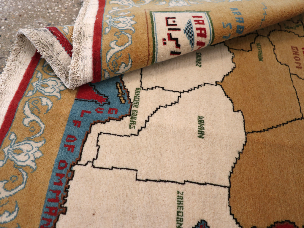 Vintage Persian Tabriz Pictorial Map Rug, No.31466 - Gss