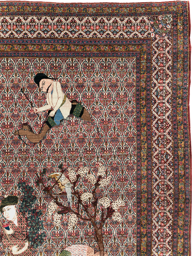 Antique Persian Tabriz Pictorial Room Size Carpet, No.31468 - Gss