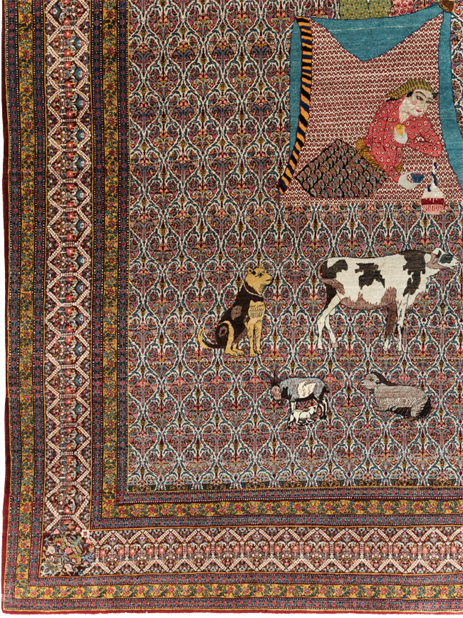 Antique Persian Tabriz Pictorial Room Size Carpet, No.31468 - Gss