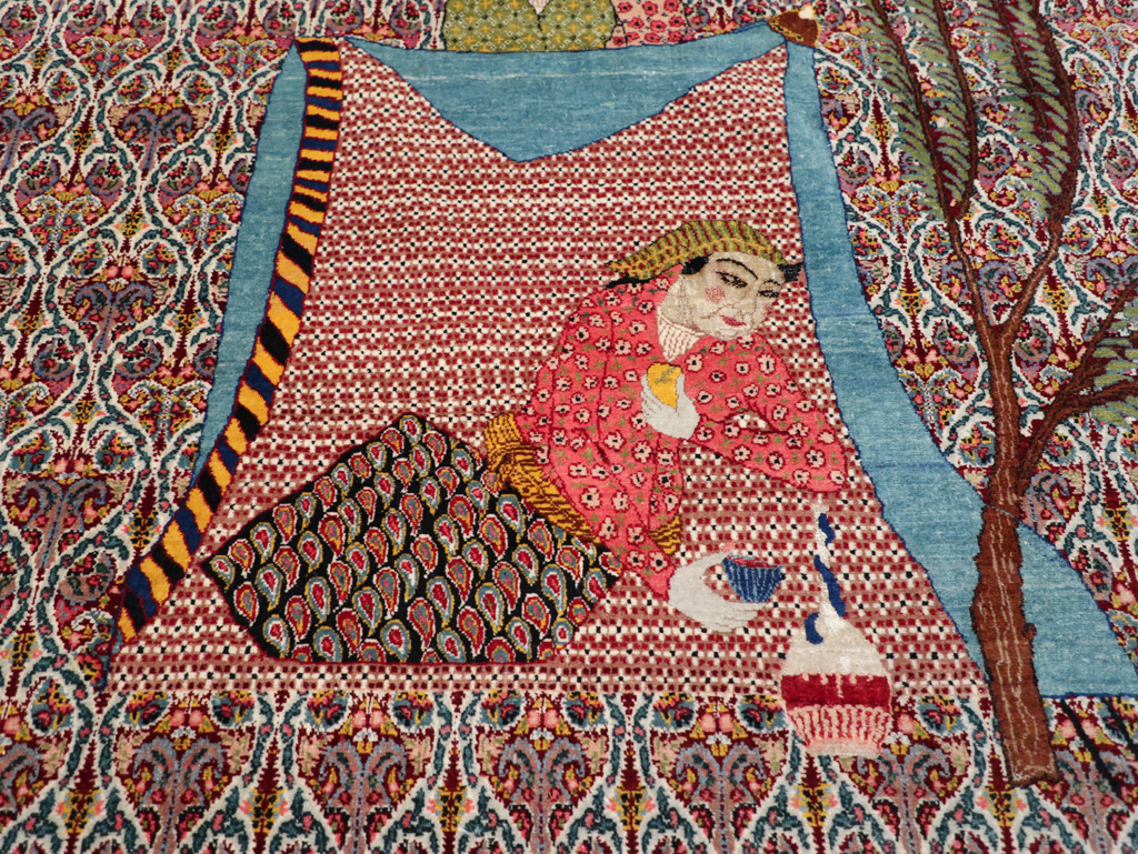 Antique Persian Tabriz Pictorial Room Size Carpet, No.31468 - Gss