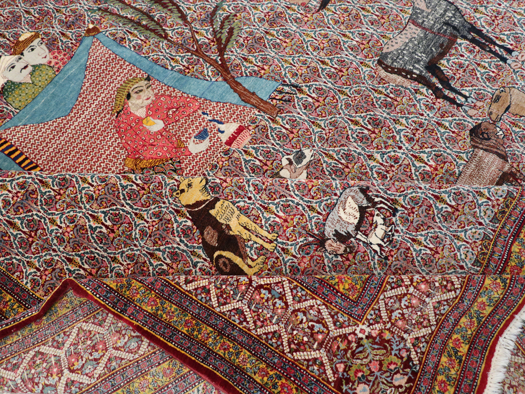 Antique Persian Tabriz Pictorial Room Size Carpet, No.31468 - Gss