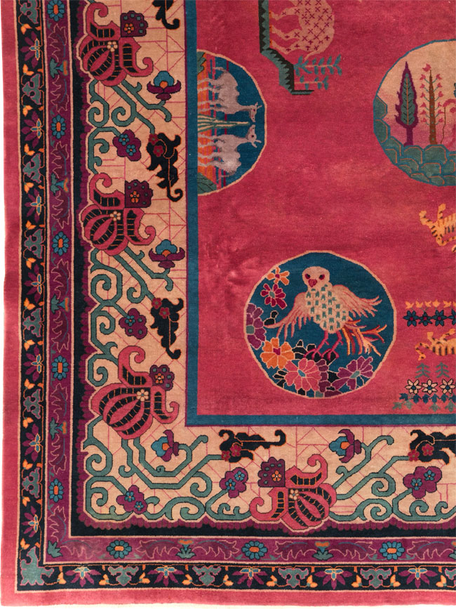 Vintage Chinese Pictorial Art Deco Room Size Carpet, No.31475 - Gss