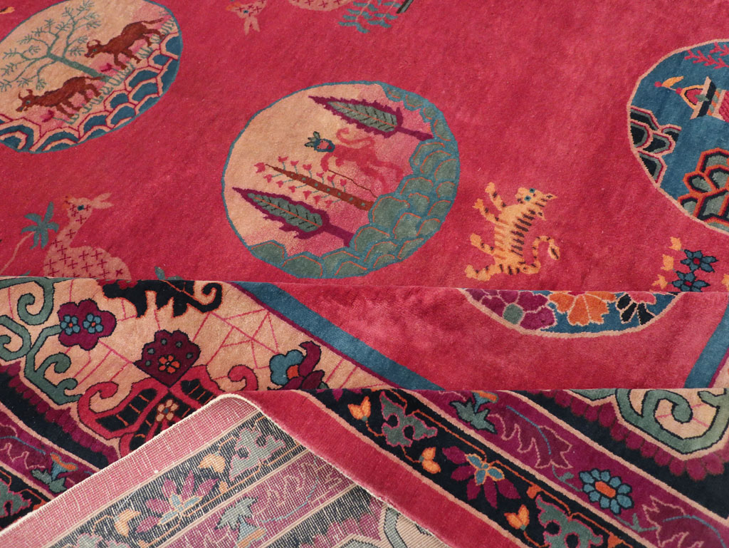 Vintage Chinese Pictorial Art Deco Room Size Carpet, No.31475 - Gss