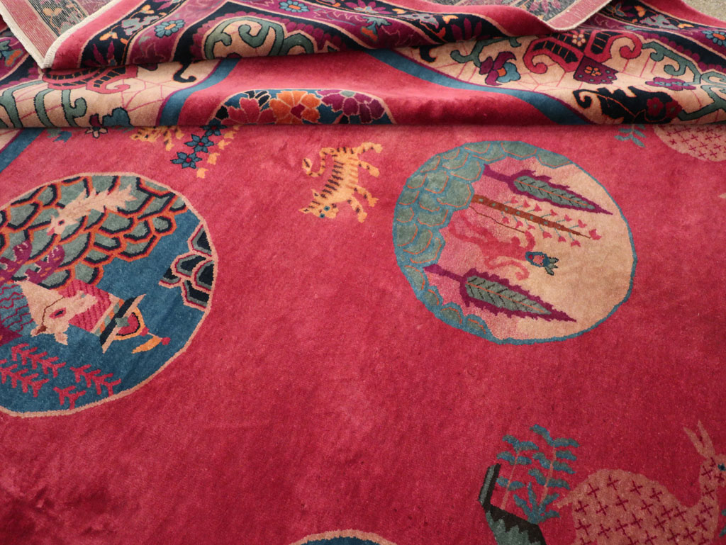 Vintage Chinese Pictorial Art Deco Room Size Carpet, No.31475 - Gss