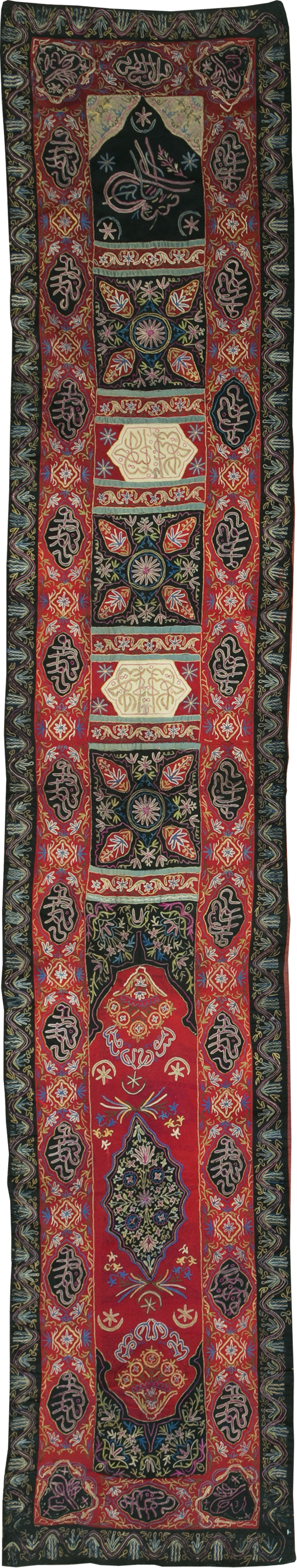 Vintage Indian Embroidered Wall Hanging Textile Runner, No.31478 - Gss