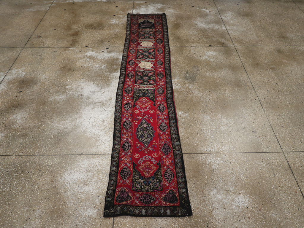 Vintage Indian Embroidered Wall Hanging Textile Runner, No.31478 - Gss