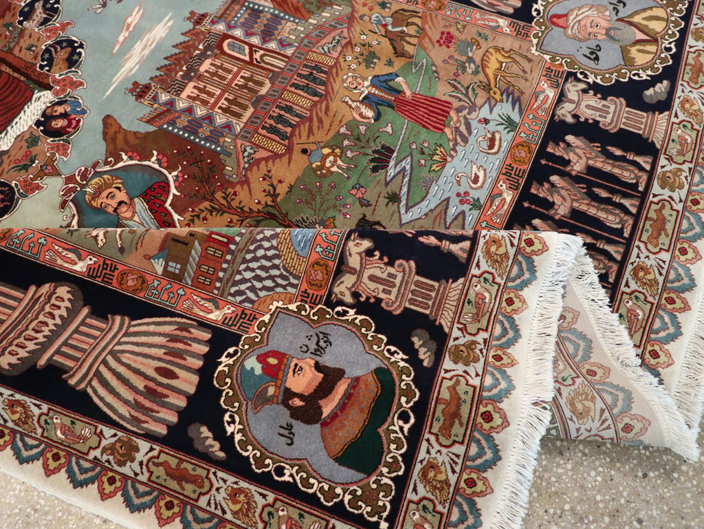 Vintage Persian Tabriz Pictorial Zodiac Accent Carpet, No.31489 - Gss