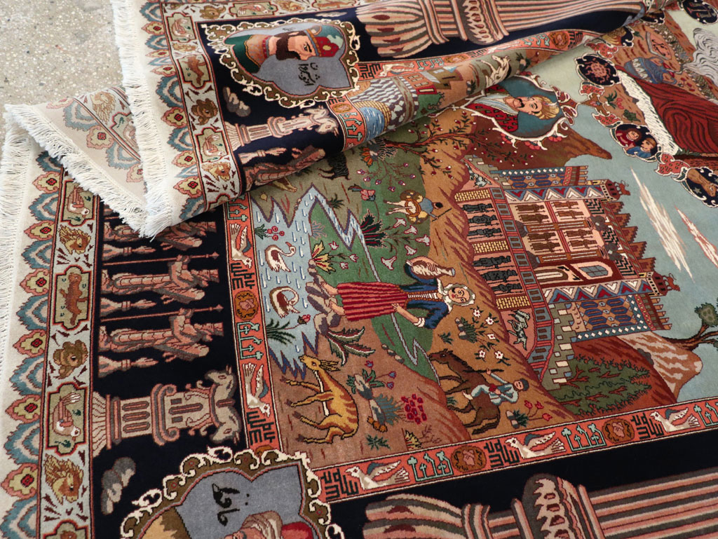 Vintage Persian Tabriz Pictorial Zodiac Accent Carpet, No.31489 - Gss