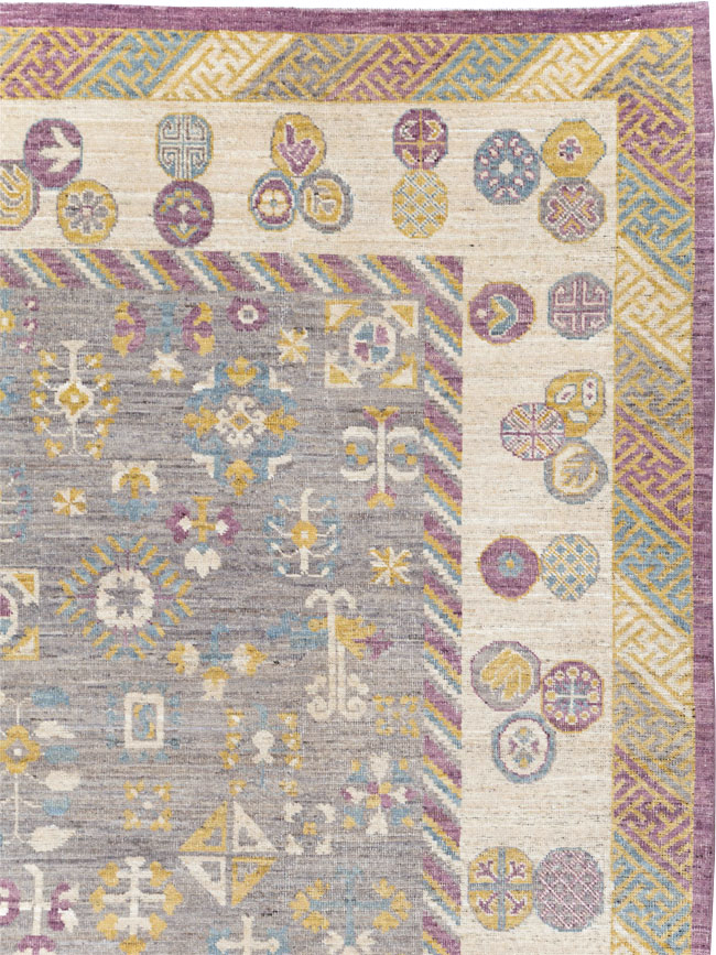 Modern East Turkestan Khotan Room Size Carpet, No.31496 - Gss