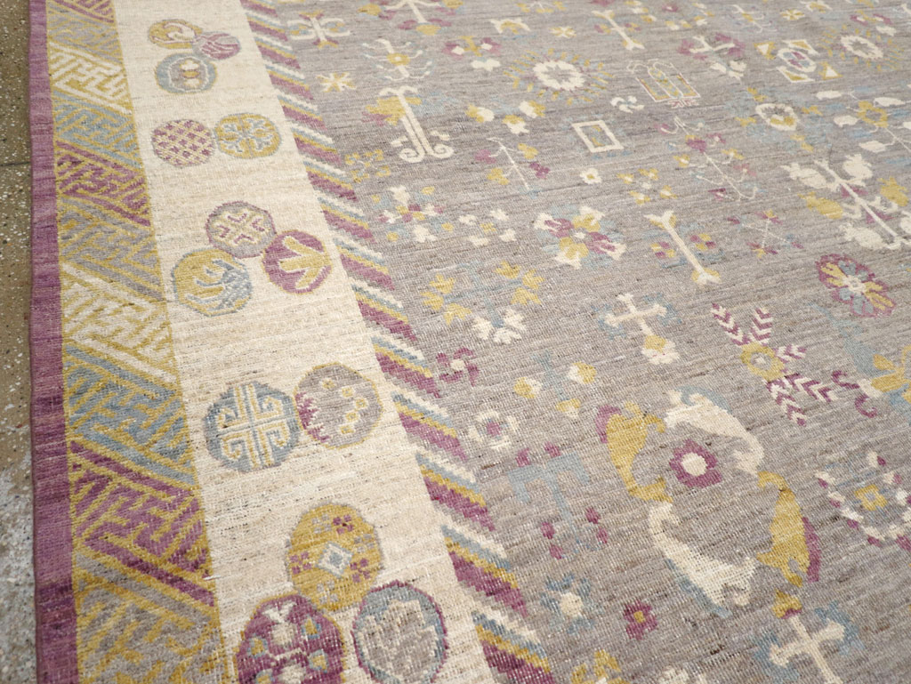 Modern East Turkestan Khotan Room Size Carpet, No.31496 - Gss