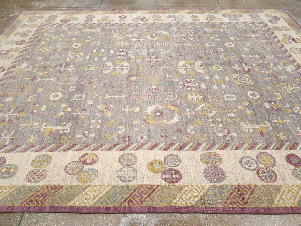 Modern East Turkestan Khotan Room Size Carpet, No.31496 - Gss