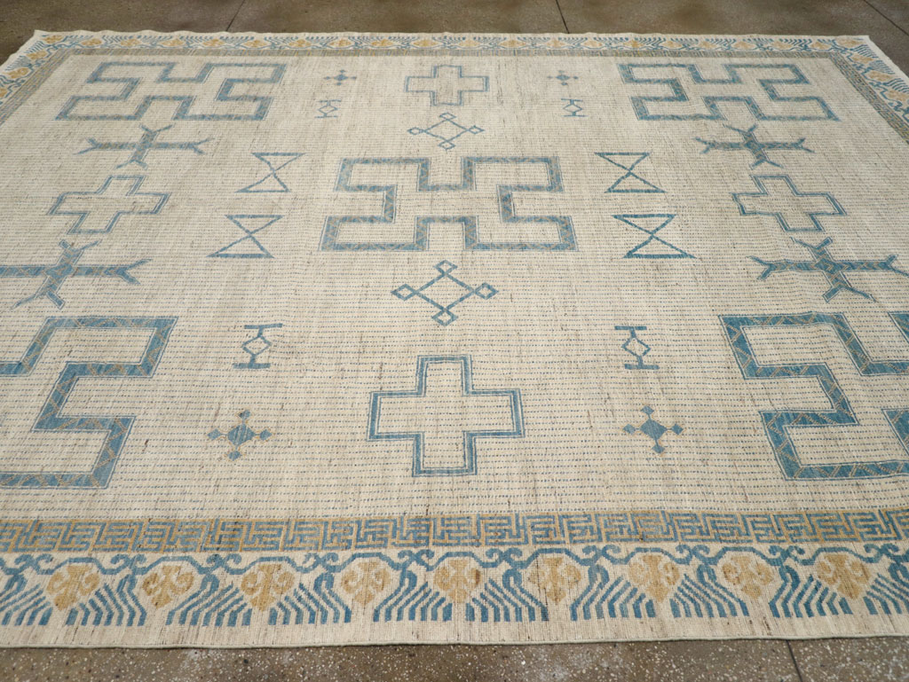African Tuareg Inspired Modern East Turkestan Khotan Room Size Carpet, No.31498 - Gss