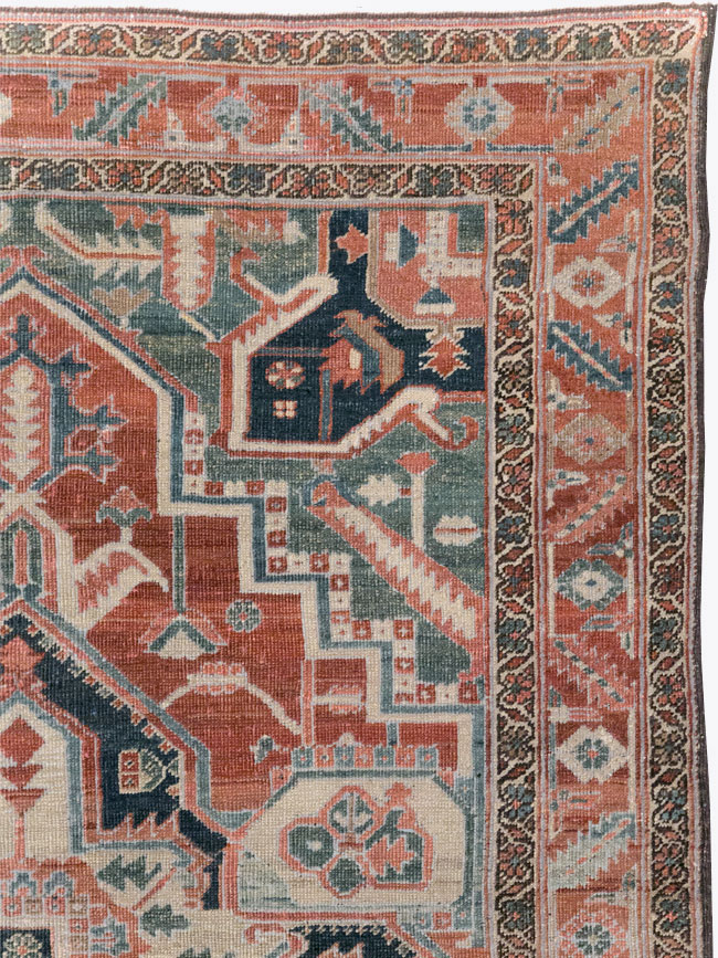 Antique Persian Heriz Accent Rug, No.31508 - Gss