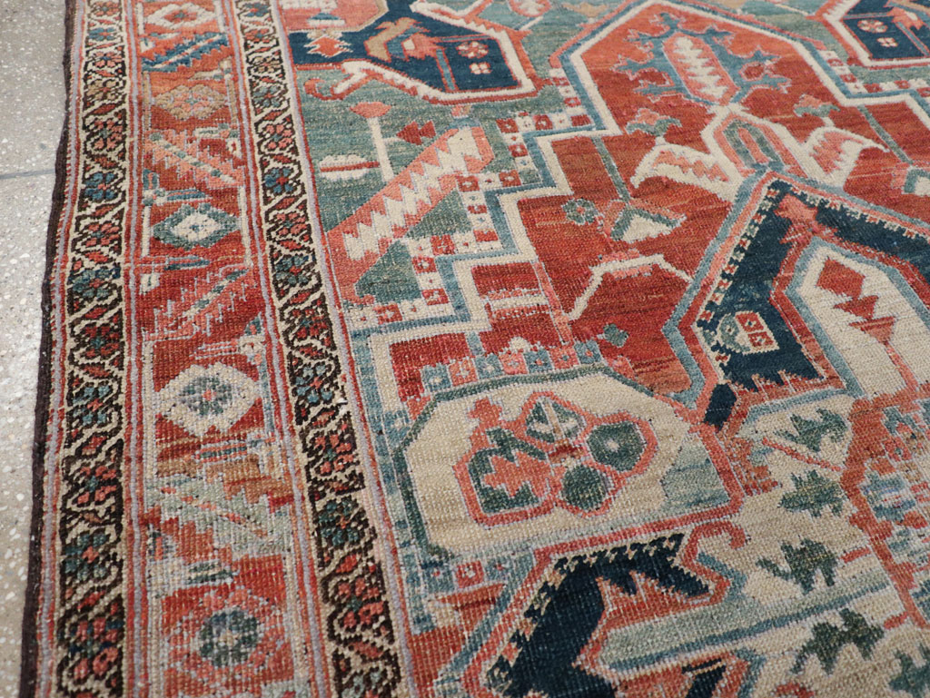 Antique Persian Heriz Accent Rug, No.31508 - Gss
