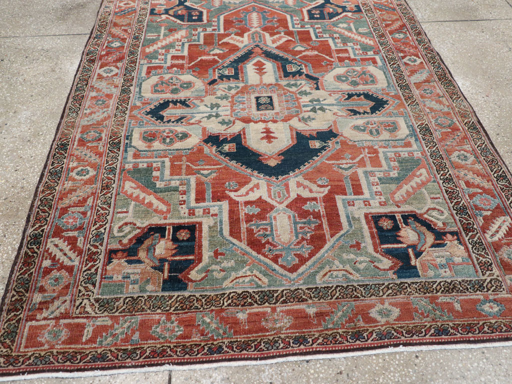 Antique Persian Heriz Accent Rug, No.31508 - Gss