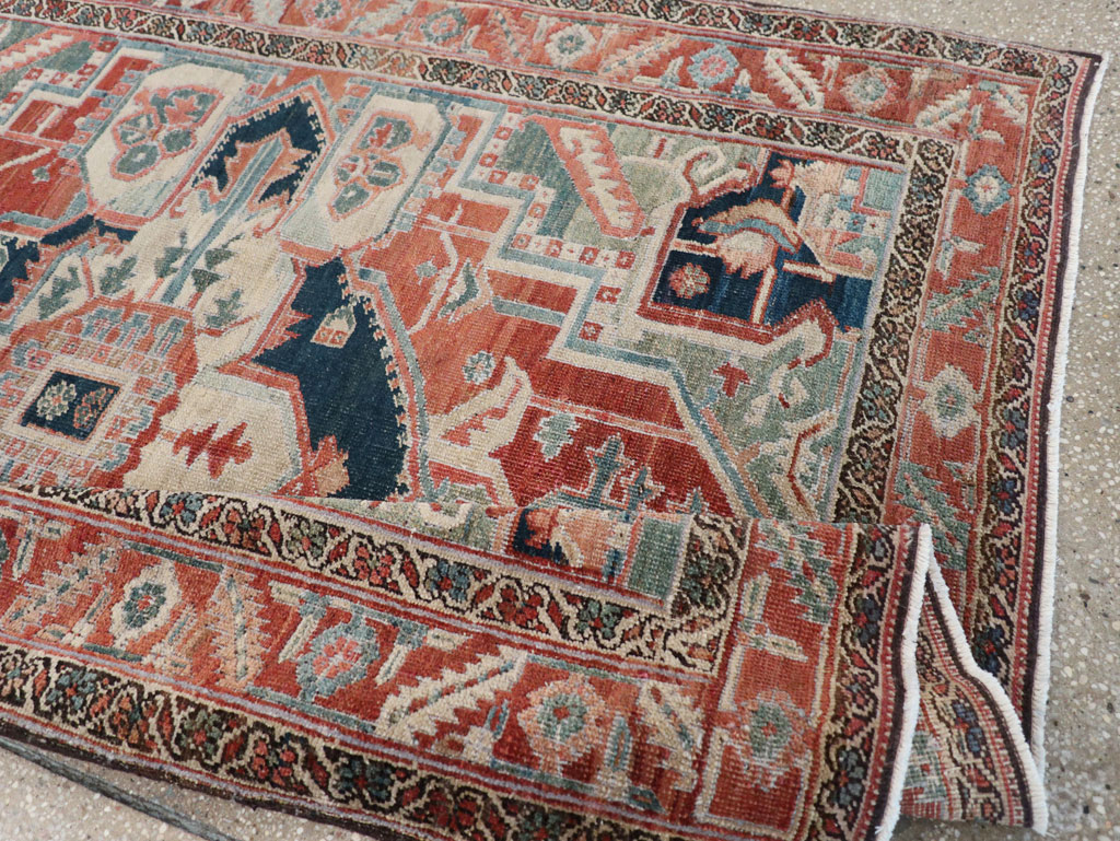 Antique Persian Heriz Accent Rug, No.31508 - Gss