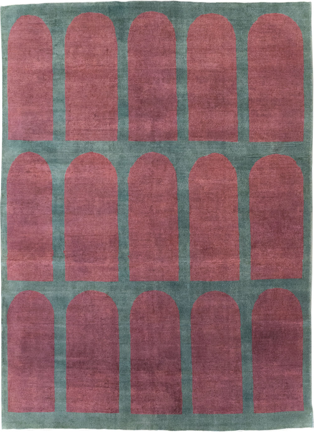 Vintage Turkish Art Deco Style Room Size Carpet, No.31514 - Gss