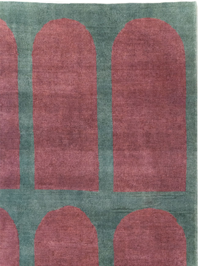 Vintage Turkish Art Deco Style Room Size Carpet, No.31514 - Gss