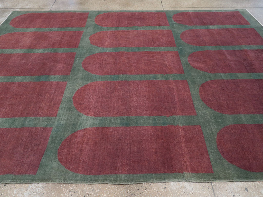 Vintage Turkish Art Deco Style Room Size Carpet, No.31514 - Gss