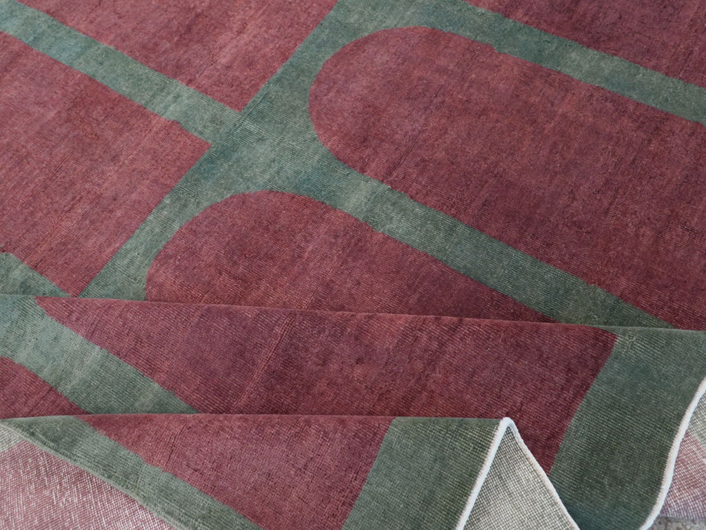 Vintage Turkish Art Deco Style Room Size Carpet, No.31514 - Gss