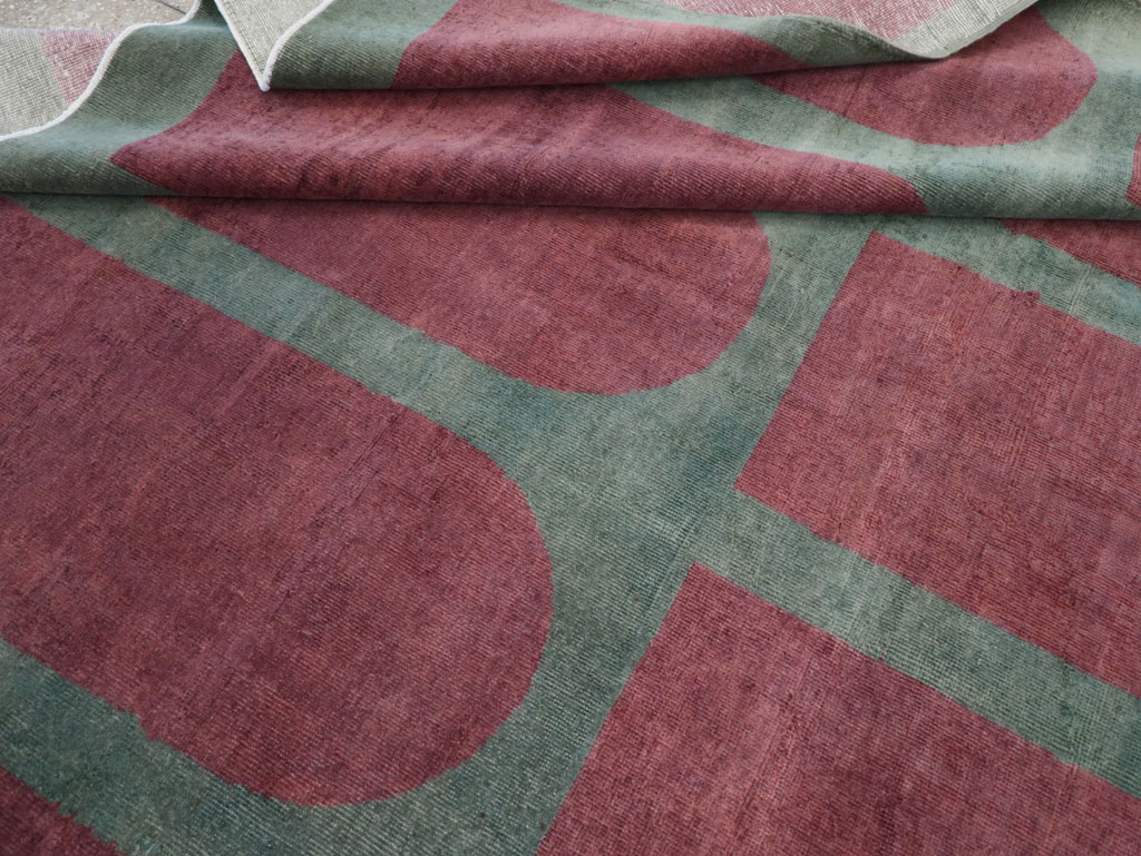 Vintage Turkish Art Deco Style Room Size Carpet, No.31514 - Gss