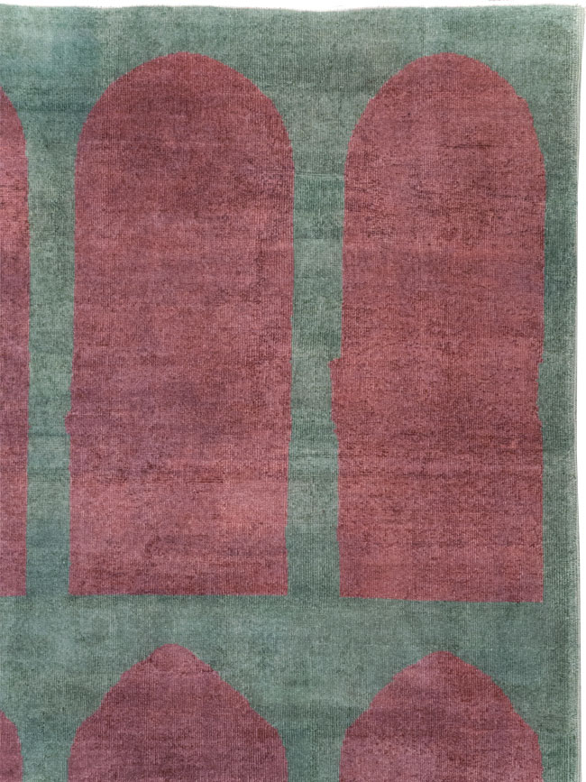 Vintage Turkish Art Deco Style Room Size Carpet, No.31516 - Gss