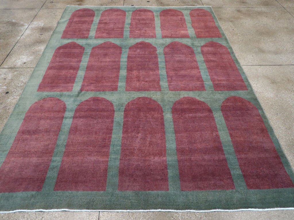 Vintage Turkish Art Deco Style Room Size Carpet, No.31516 - Gss