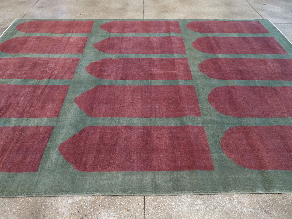 Vintage Turkish Art Deco Style Room Size Carpet, No.31516 - Gss