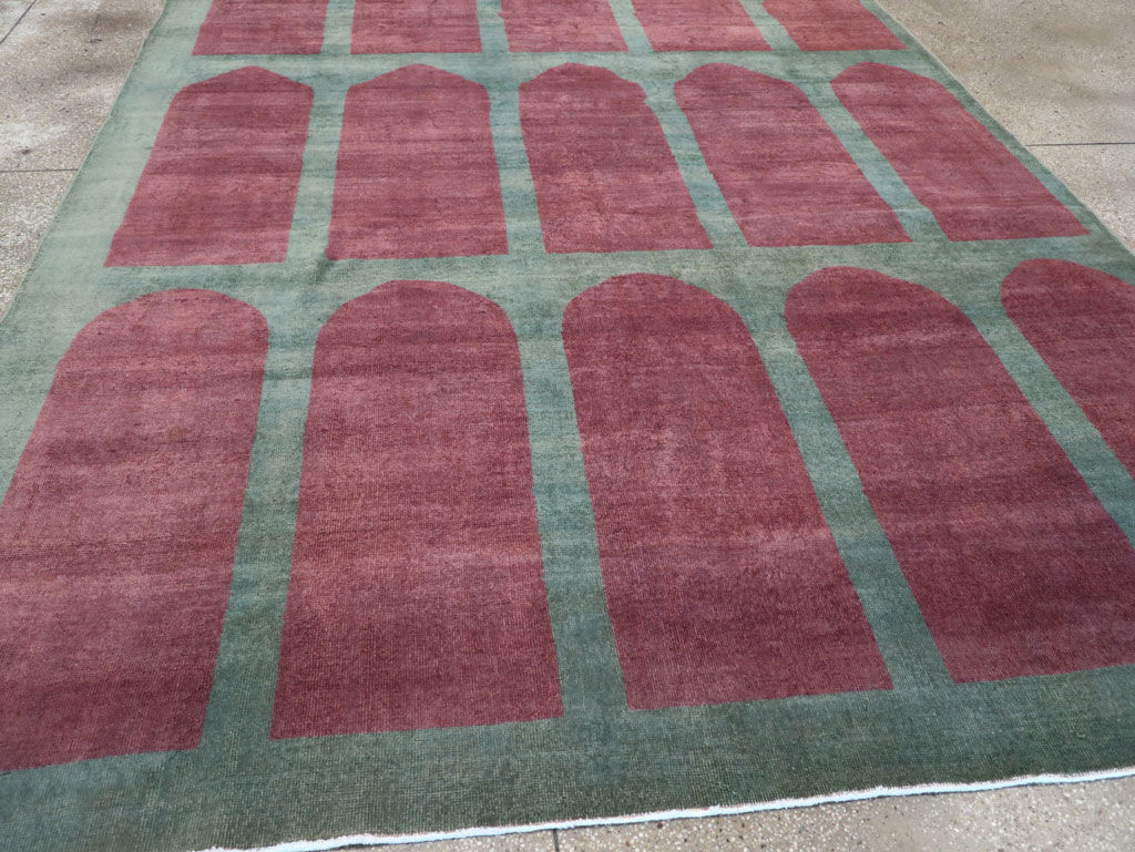 Vintage Turkish Art Deco Style Room Size Carpet, No.31516 - Gss