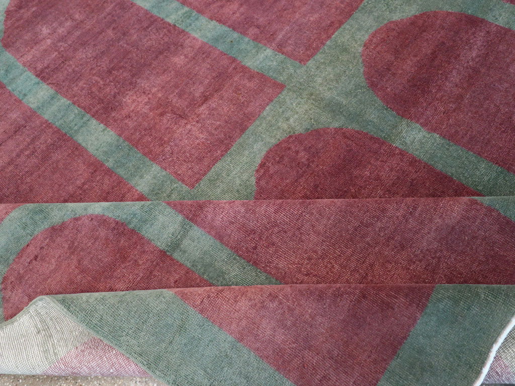 Vintage Turkish Art Deco Style Room Size Carpet, No.31516 - Gss