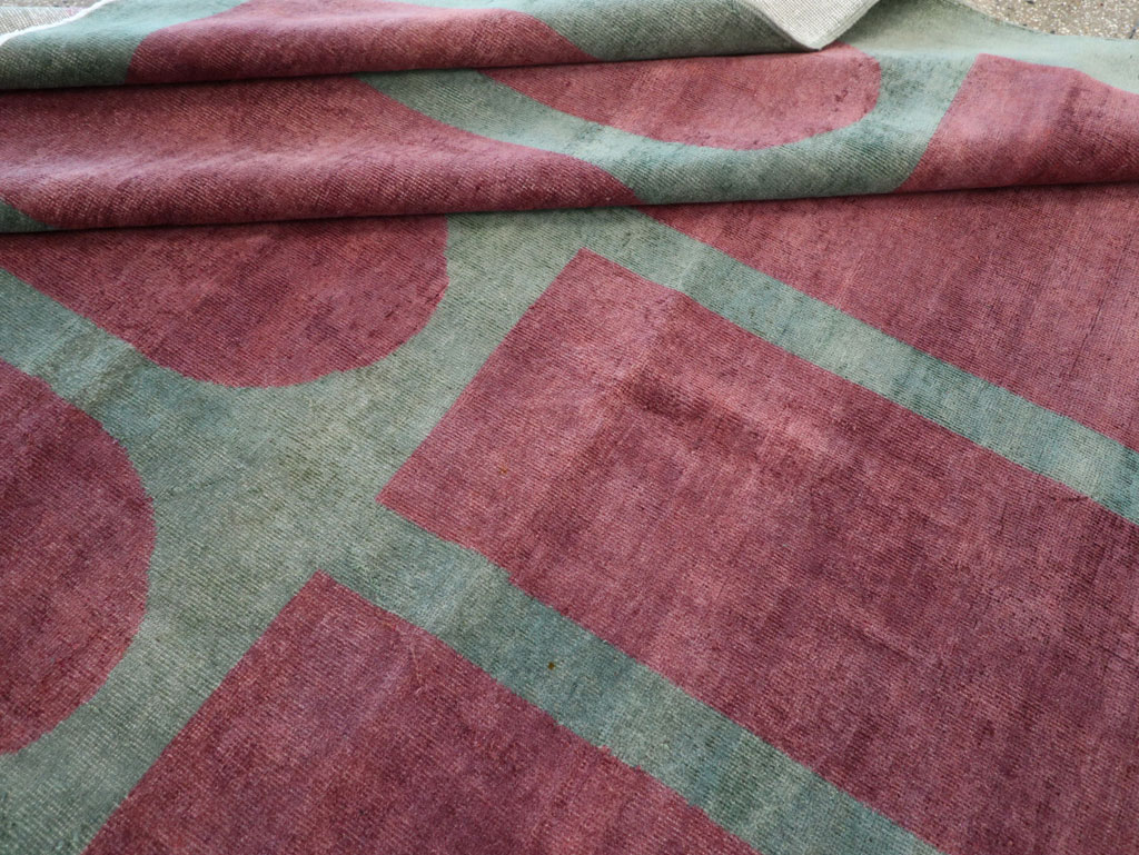 Vintage Turkish Art Deco Style Room Size Carpet, No.31516 - Gss