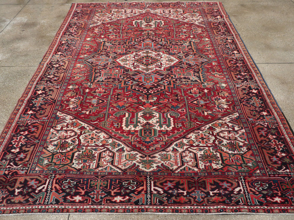 Vintage Persian Heriz Small Room Size Carpet, No.31519 - Gss