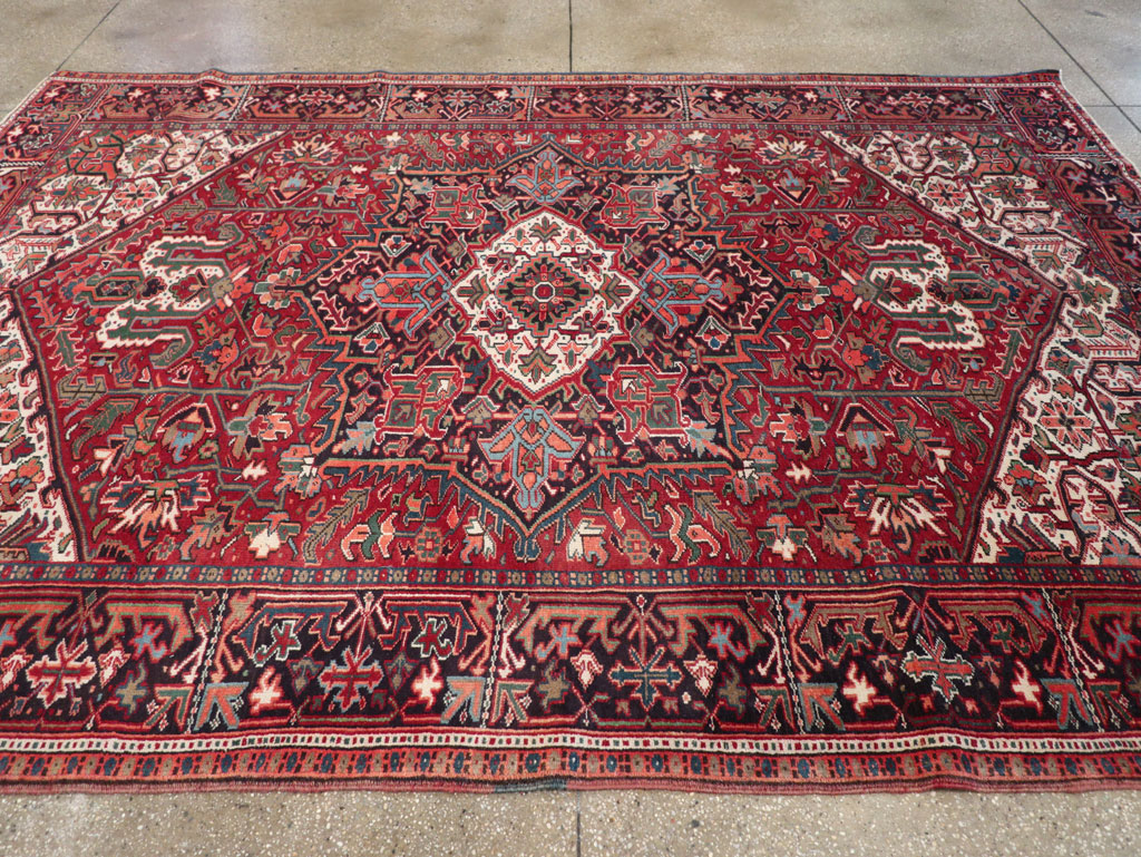 Vintage Persian Heriz Small Room Size Carpet, No.31519 - Gss