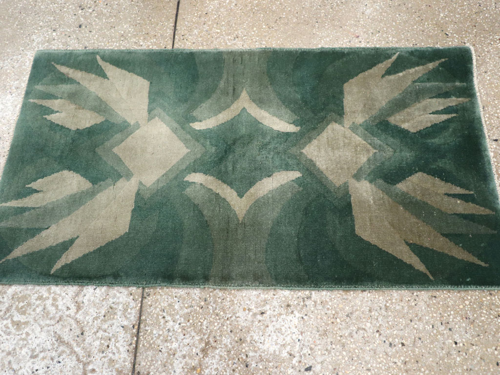 Vintage Chinese Art Deco Throw Rug, No.31525 - Gss