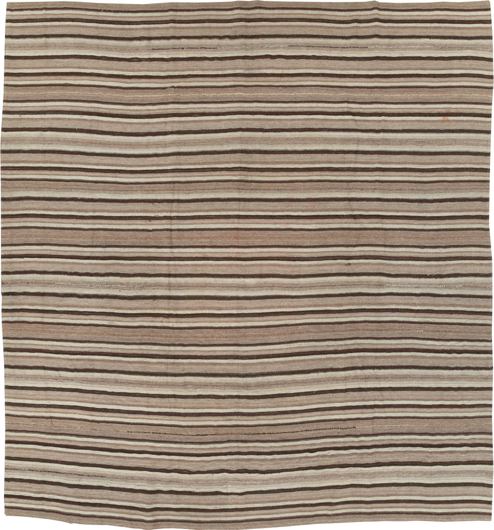 Vintage Turkish Flatweave Kilim Square Room Size Carpet, No.31529 - Gss