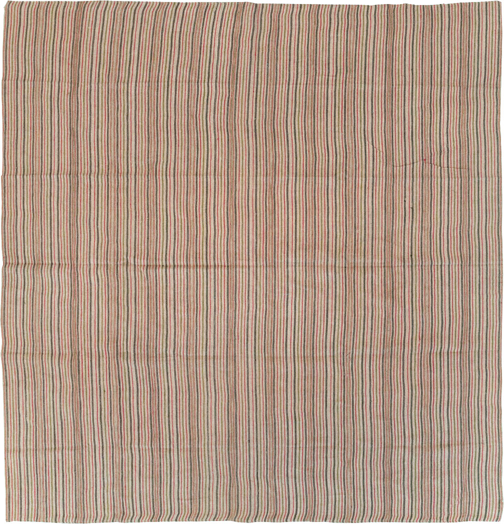 Vintage Turkish Flatweave Kilim Square Room Size Carpet, No.31534 - Gss