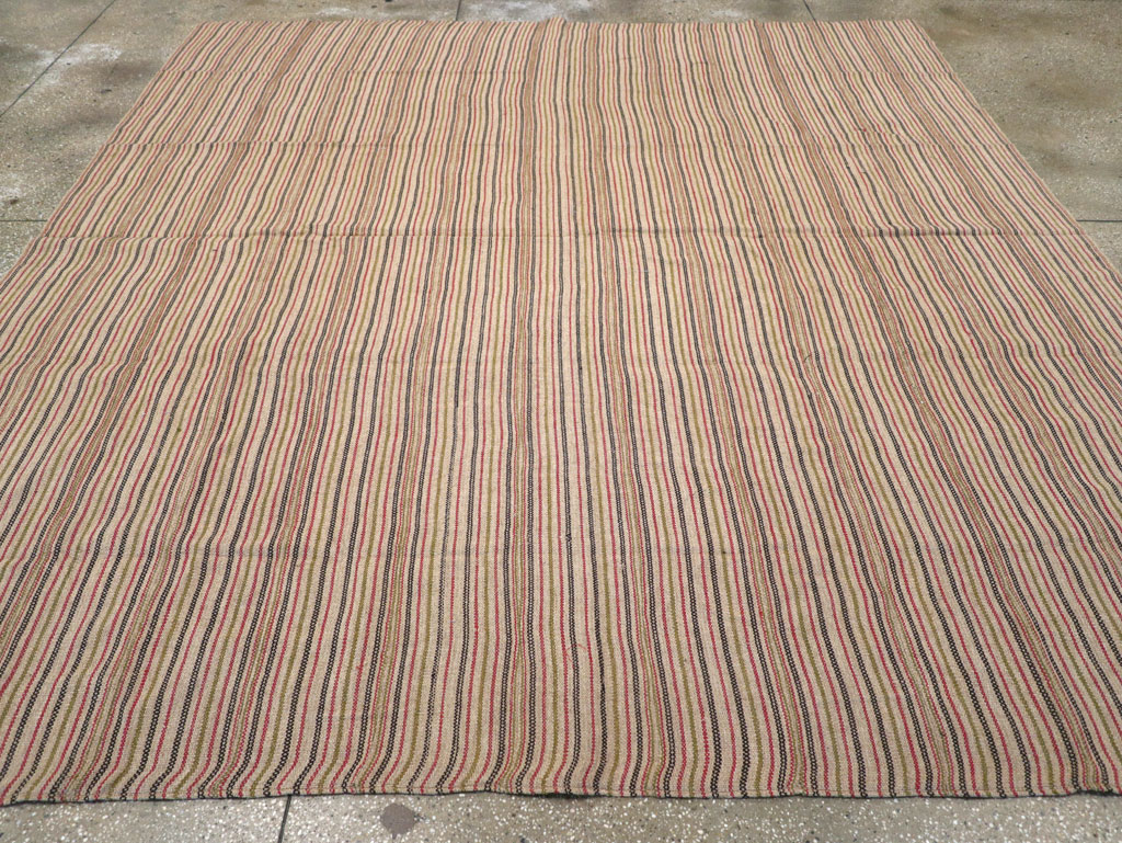 Vintage Turkish Flatweave Kilim Square Room Size Carpet, No.31534 - Gss
