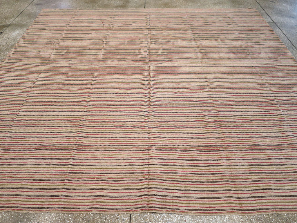 Vintage Turkish Flatweave Kilim Square Room Size Carpet, No.31534 - Gss