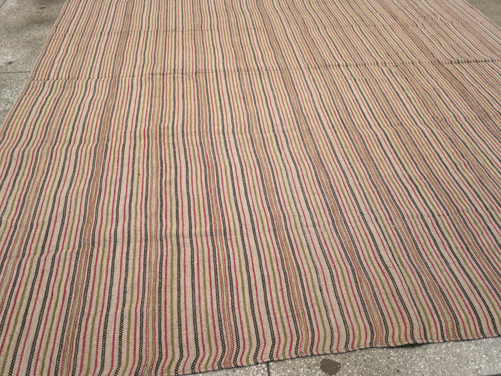 Vintage Turkish Flatweave Kilim Square Room Size Carpet, No.31534 - Gss