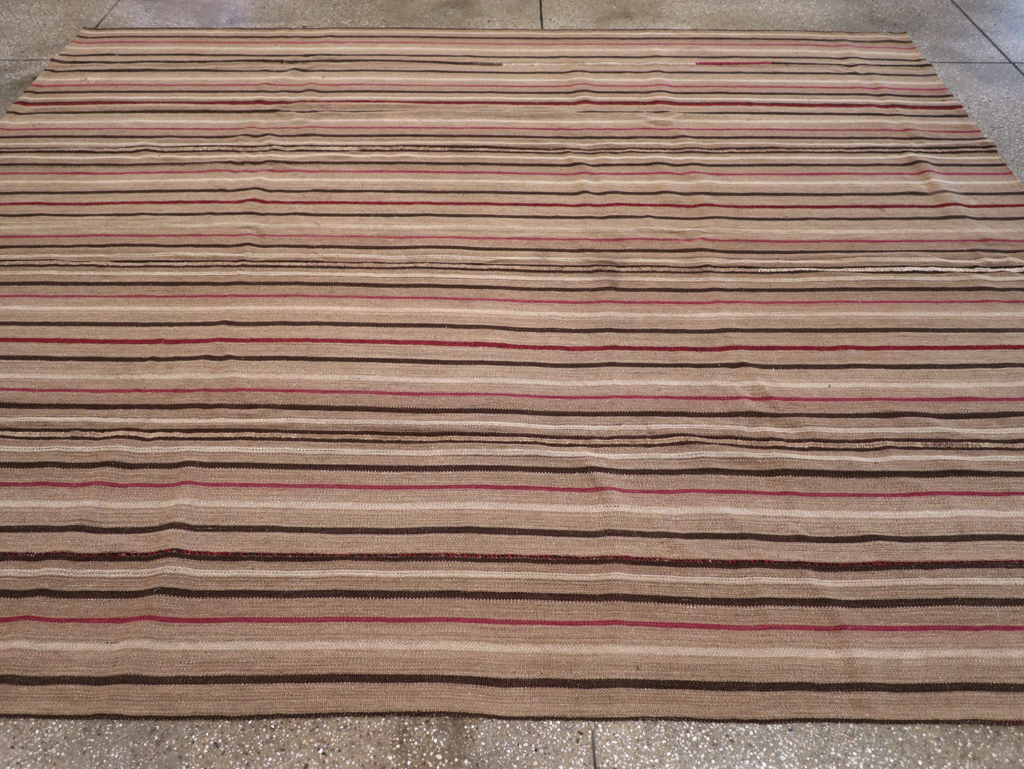 Vintage Turkish Flatweave Kilim Small Room Size Carpet, No.31536 - Gss