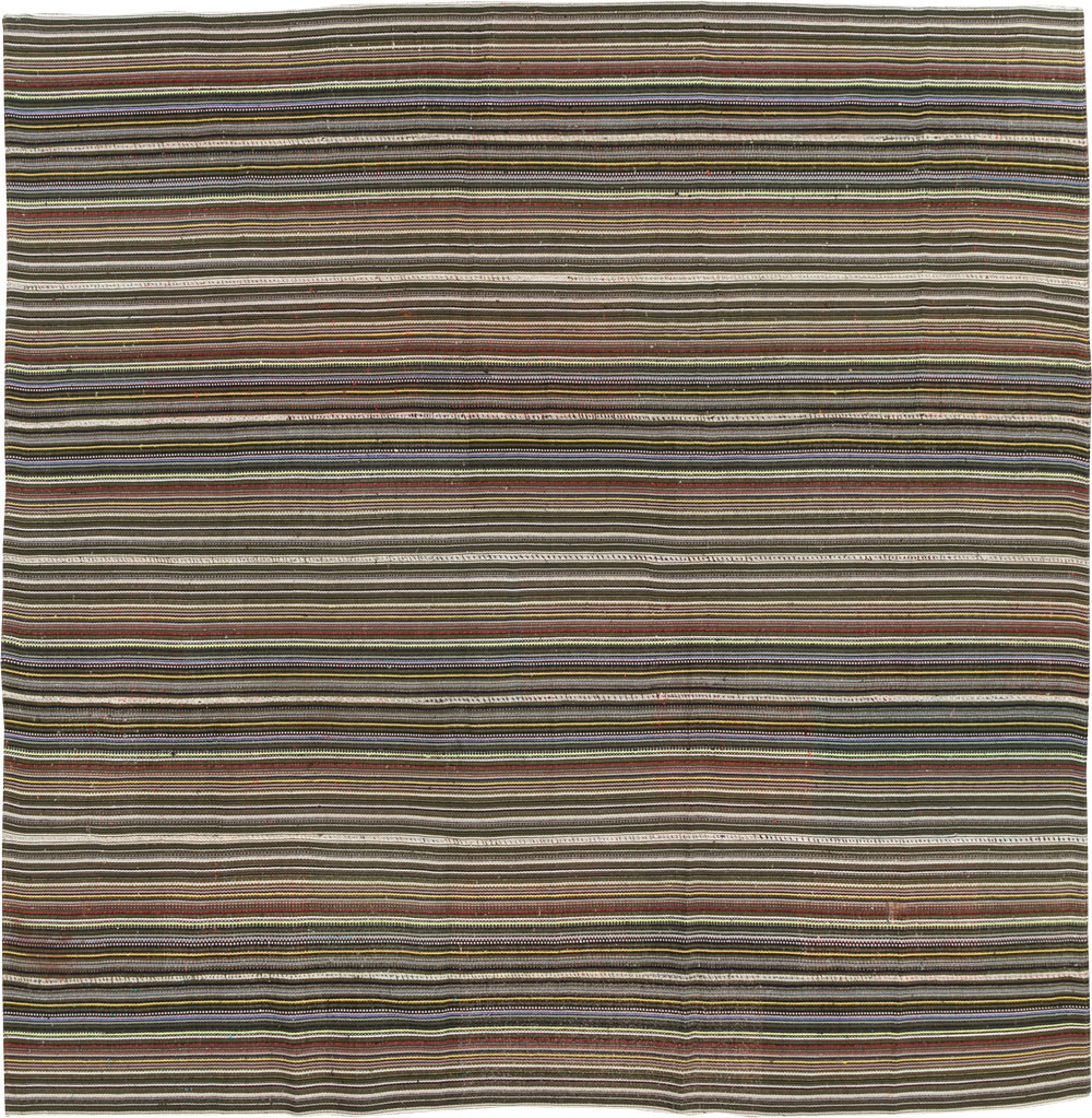 Vintage Turkish Flatweave Kilim Small Room Size Carpet, No.31537 - Gss