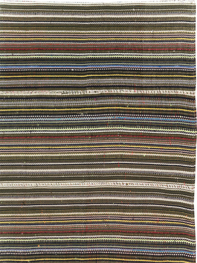 Vintage Turkish Flatweave Kilim Small Room Size Carpet, No.31537 - Gss