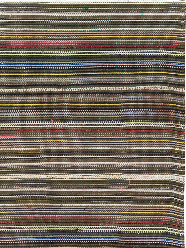 Vintage Turkish Flatweave Kilim Small Room Size Carpet, No.31537 - Gss