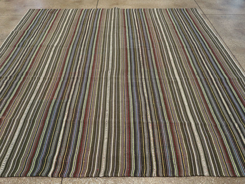 Vintage Turkish Flatweave Kilim Small Room Size Carpet, No.31537 - Gss