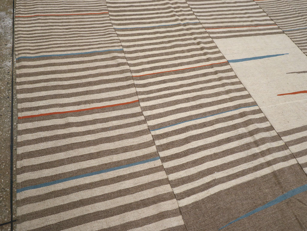 Modern Turkish Flatweave Large Room Size Carpet, No.31543 - Gss