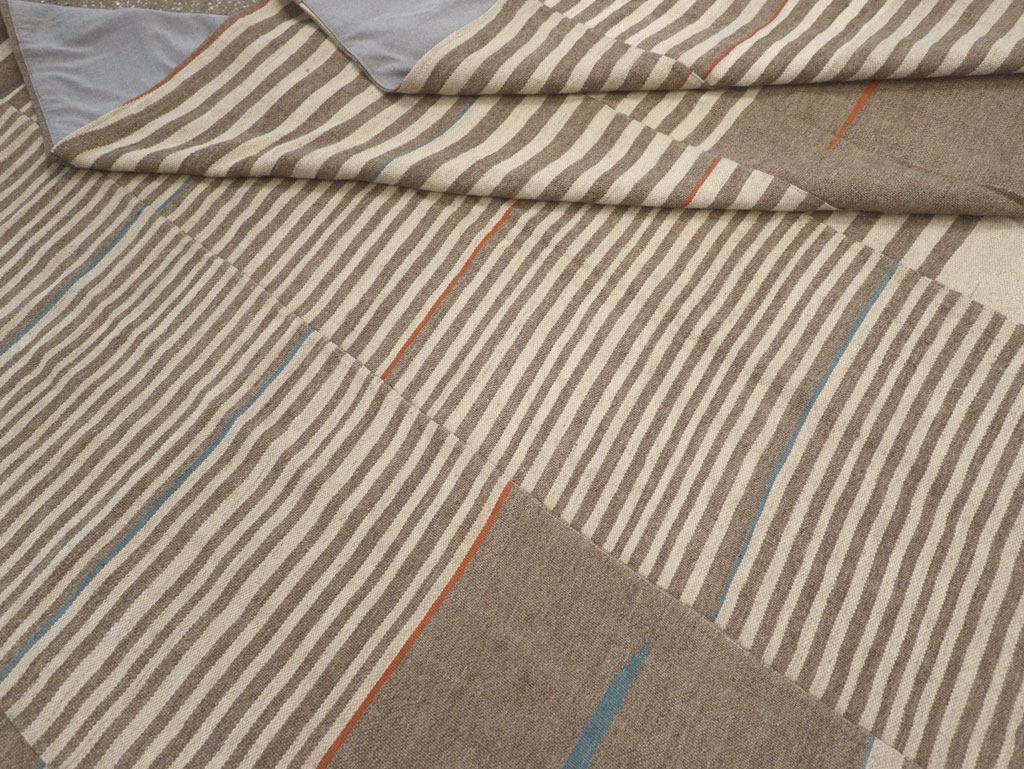 Modern Turkish Flatweave Large Room Size Carpet, No.31543 - Gss