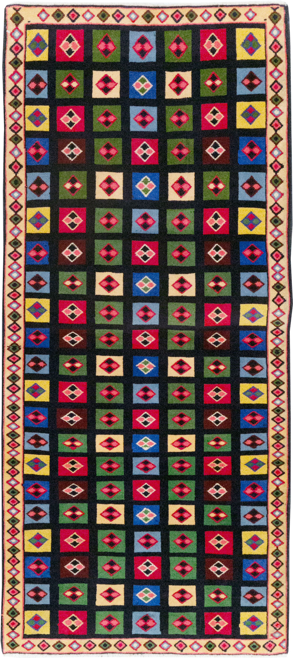 Vintage Persian Mahal Throw Rug, No.31548 - Gss